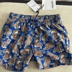 Kenzo Kids Blue and Brown Tiger Swim Trunks